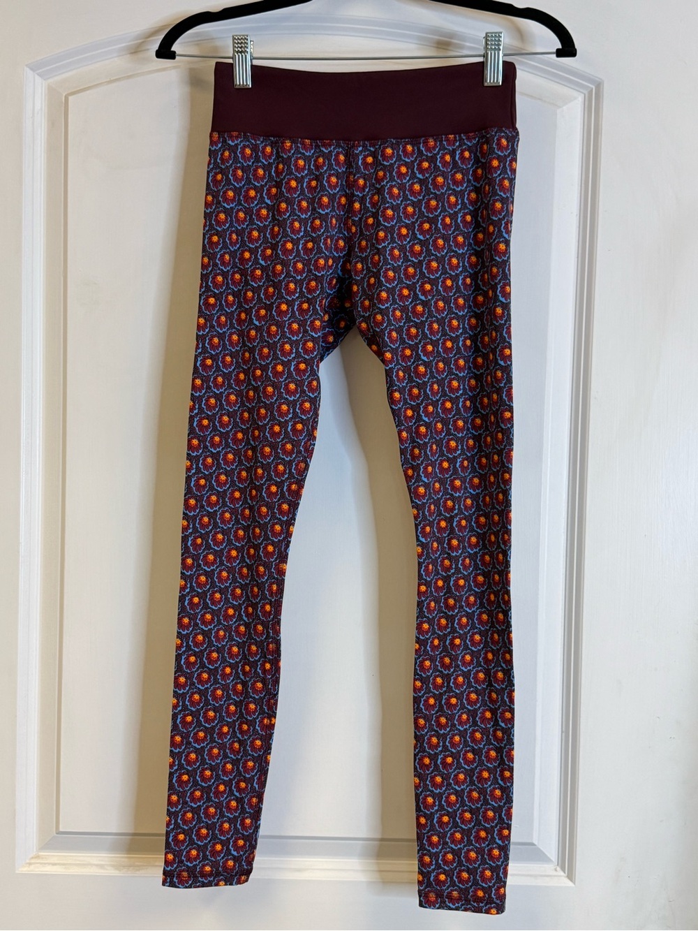 Tory Sport Tory Burch XS Burgundy Floral Print High Rise Leggings